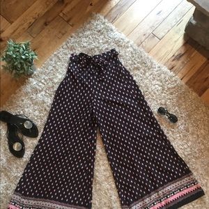 Black and Pink Tribal Palazzo Pants - Size Small